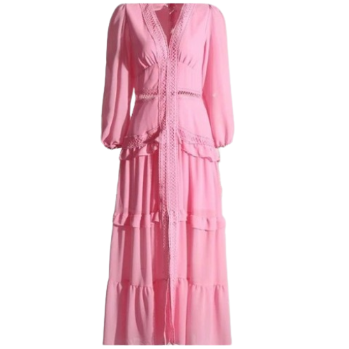 Robe manches longues rose