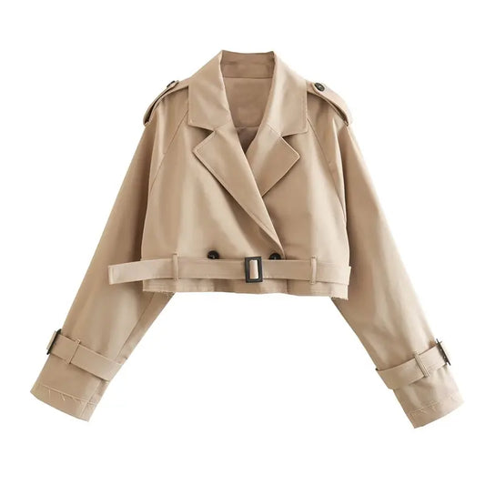 Short Beige Trench Coat 