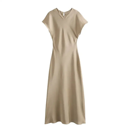 Robe En Satin Beige