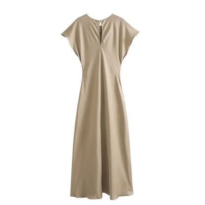 Beige Satin Dress 