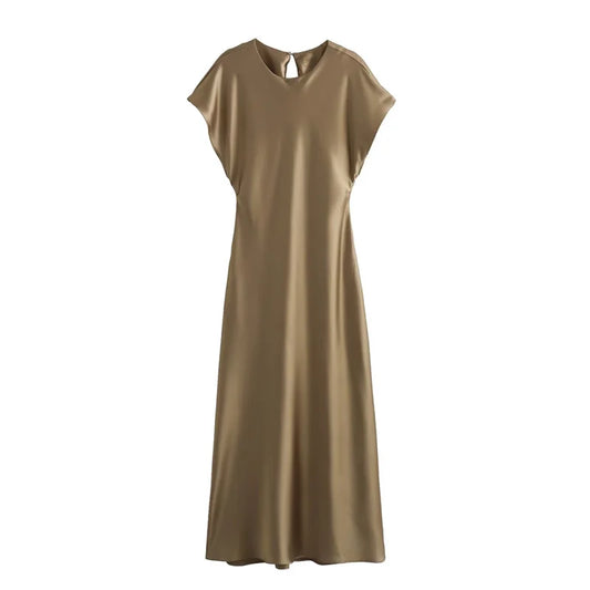 Brown Satin Dress